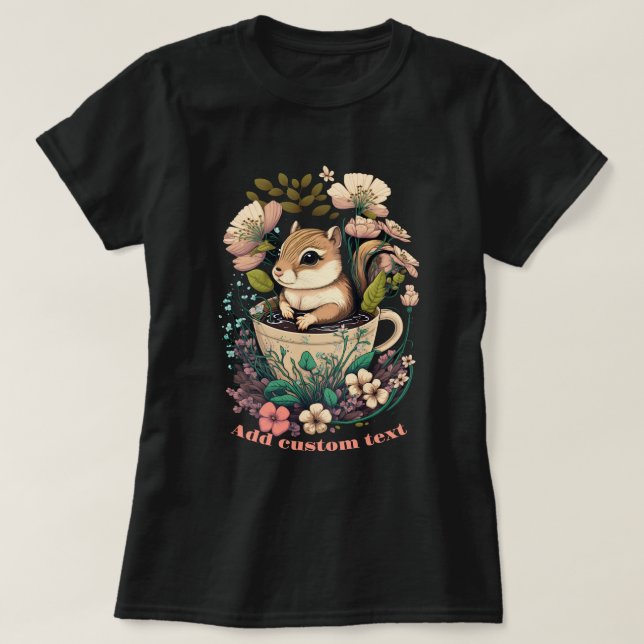 Camiseta Cute Chipmunk en una flor silvestre de taza, Chipm (Diseño del anverso)