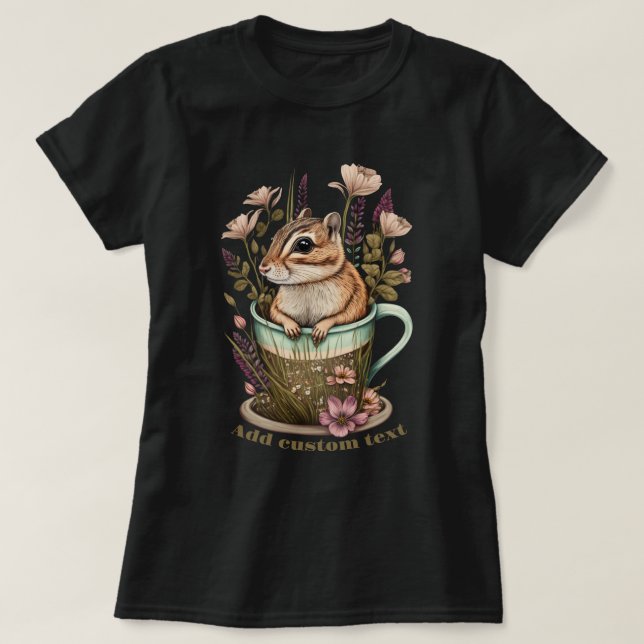 Camiseta Cute Chipmunk en una flor silvestre de taza, Chipm (Diseño del anverso)