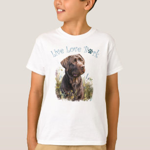 Camiseta Cute Chocolate Lab Dog Floral