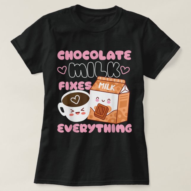 Camiseta Cute Chocolate Milk Kawaii Design (Diseño del anverso)