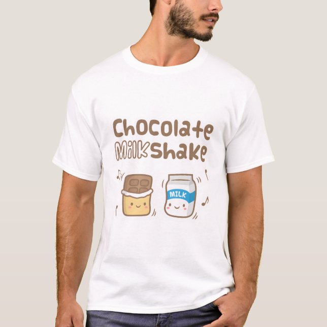 Camiseta Cute chocolate y leche batir un doodle (Anverso)