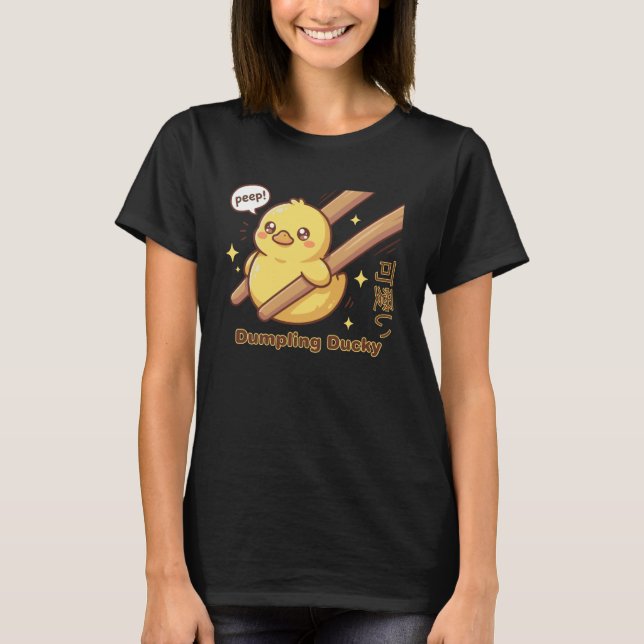 Camiseta Cute Chopstick Kawaii Duck Dumpling Ducky Meme (Anverso)