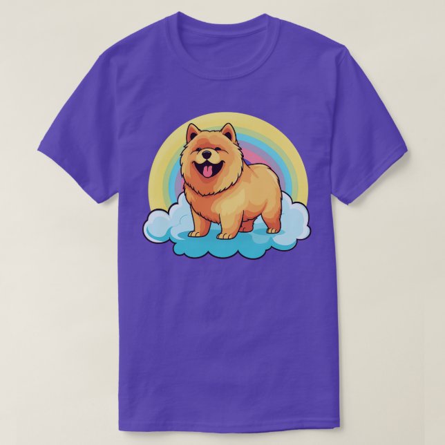 Camiseta Cute Chow Chow Rainbow Cloud Kawaii Perro Happy Pu (Diseño del anverso)