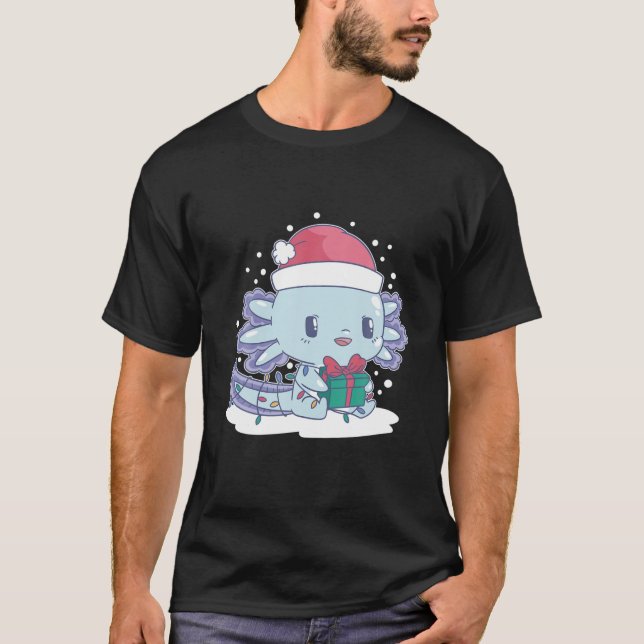 Camiseta Cute Christmas Axolotl Manga Kawaii Amphibian Sant (Anverso)