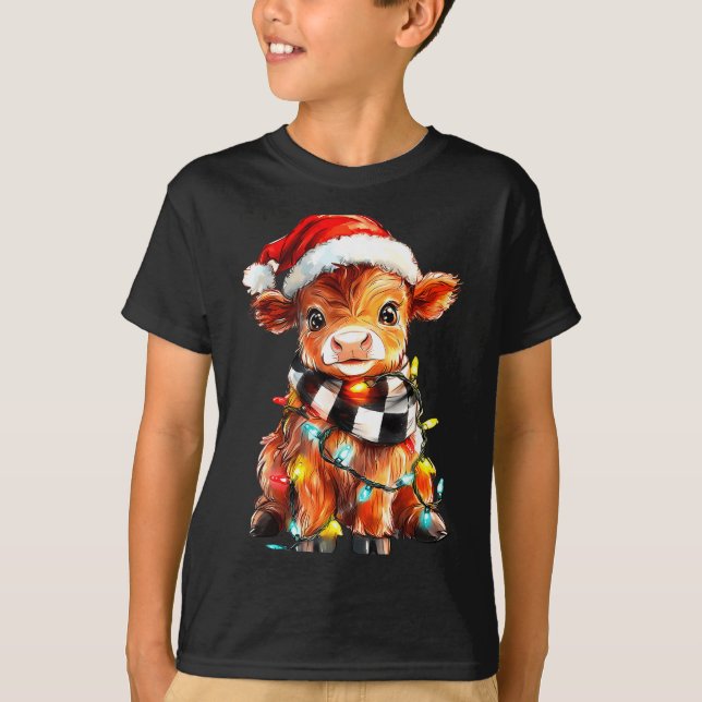 Camiseta Cute Christmas Baby Highland Cow F Thanksgiving  (Anverso)