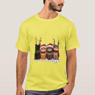 Camiseta Cute Christmas Cats Illustration – Festive Kittens