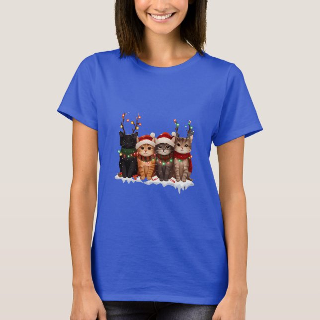 Camiseta Cute Christmas Cats Illustration – Festive Kittens (Anverso)