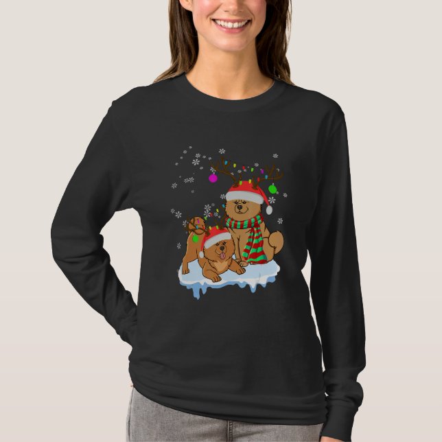 Camiseta Cute Christmas Chow Chow Santa Hats Reindeer Dog (Anverso)
