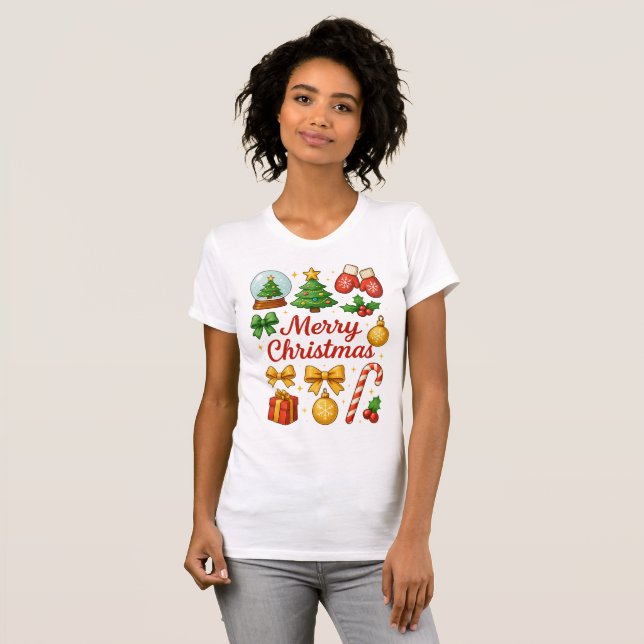 Camiseta Cute Christmas Clipart Family Tee Gift (Anverso completo)