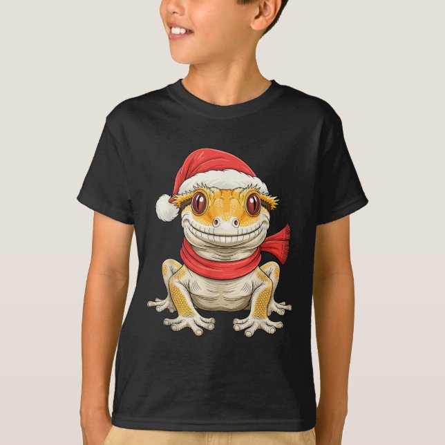 Camiseta Cute Christmas Crested Gecko Santa  (Anverso)