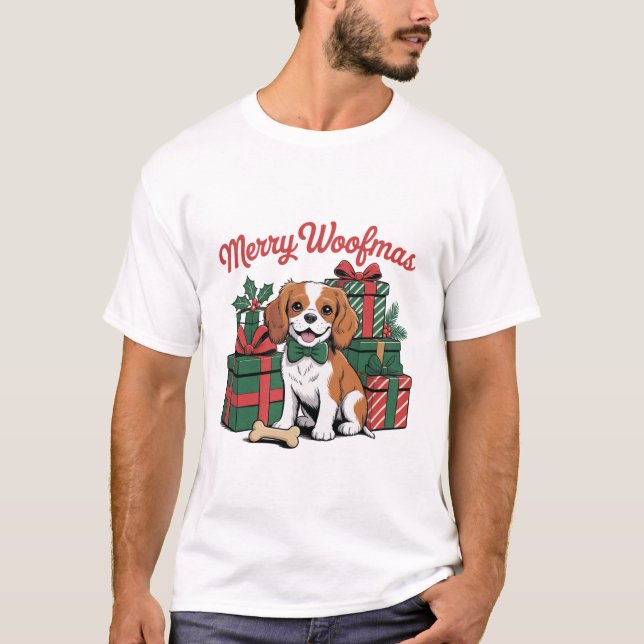 Camiseta Cute Christmas Dog Illustration | Merry Woofmas (Anverso)