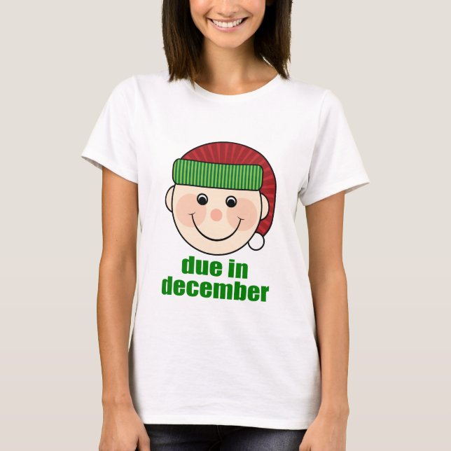 Camiseta Cute Christmas Due In December T-shirt (Anverso)