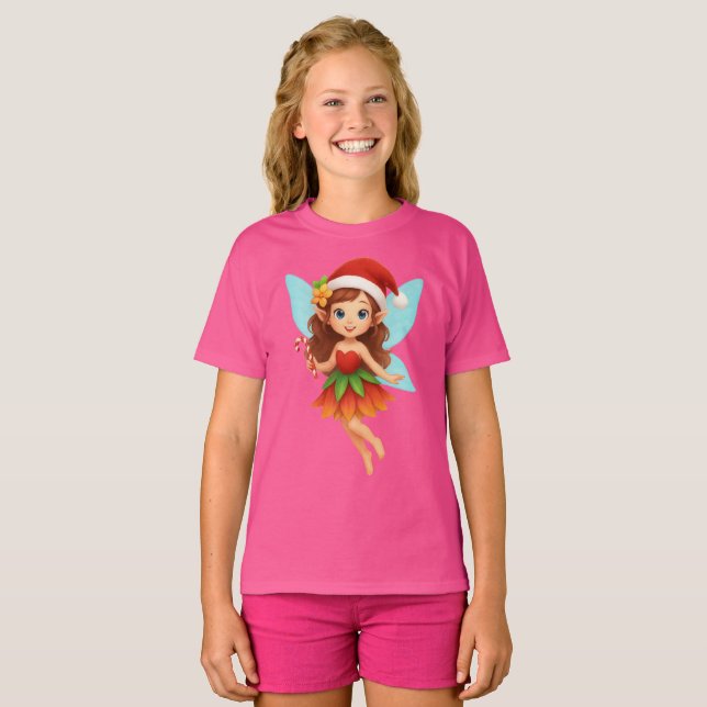 Camiseta Cute Christmas Fairy Illustration Adorable Holiday (Anverso completo)