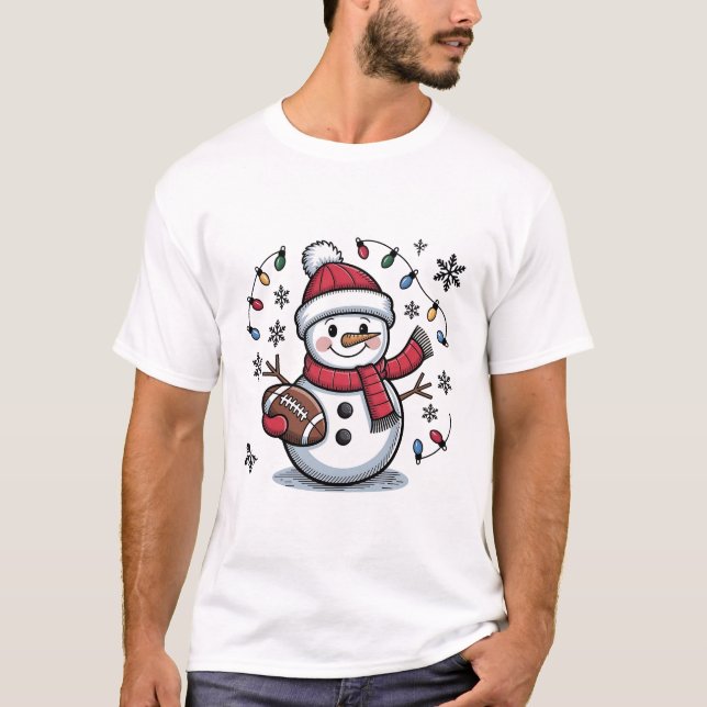 Camiseta Cute Christmas Football Snowman Holiday Illustrati (Anverso)