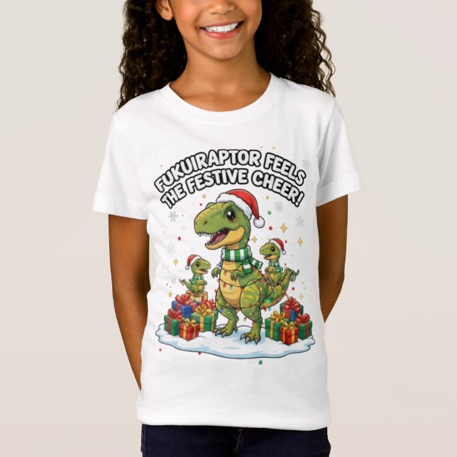 Camiseta Cute Christmas Fukuiraptor Family – Festive Dino C (Anverso)