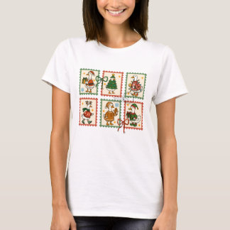 Camiseta Cute Christmas Goose Hoja de Sellos Postales Festi
