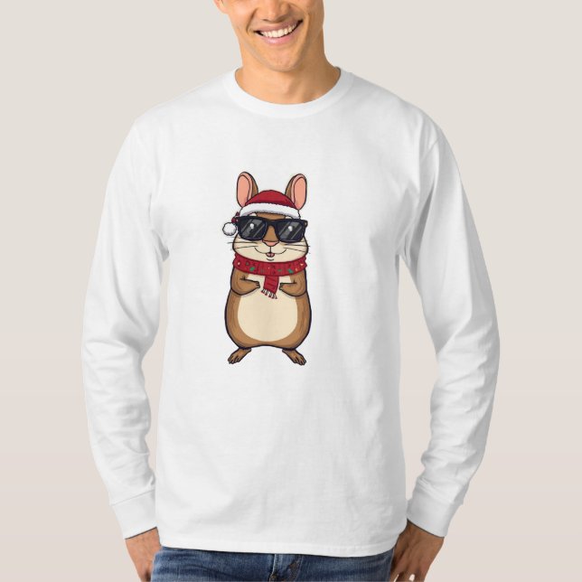 Camiseta Cute Christmas Hamster in Holiday Outfit (Anverso)