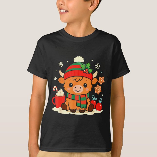 Camiseta Cute Christmas Highland Cow Heifer Xmas Farm Anima (Anverso)