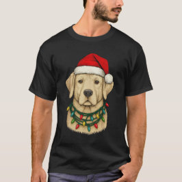 Camiseta Cute Christmas Labrador with Santa Hat and Holiday