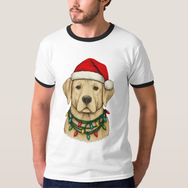 Camiseta Cute Christmas Labrador with Santa Hat and Holiday (Anverso)