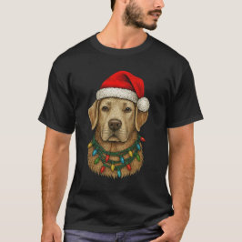 Camiseta Cute Christmas Labrador with Santa Hat and Holiday