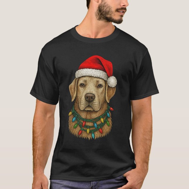 Camiseta Cute Christmas Labrador with Santa Hat and Holiday (Anverso)