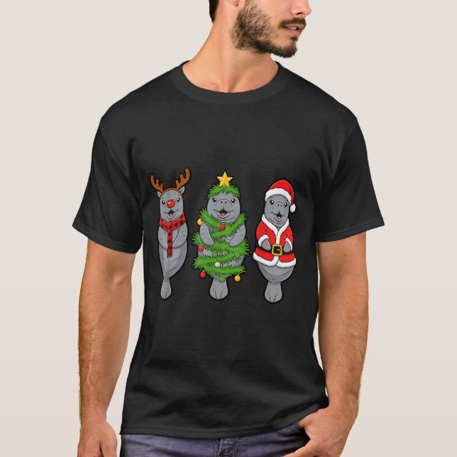 Camiseta Cute Christmas Manatee Shirt, Holiday Manatee Sant (Anverso)