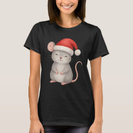 Camiseta Cute Christmas Mouse in Santa Hat