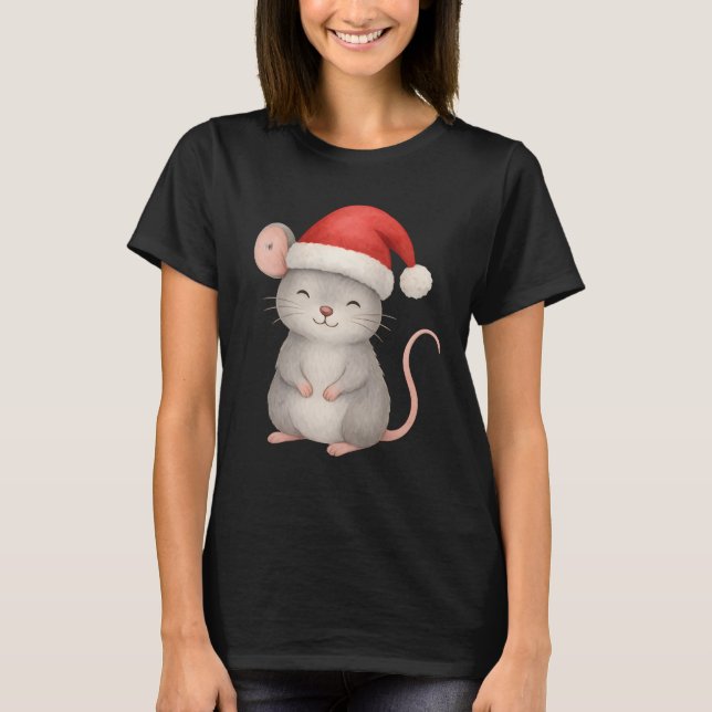 Camiseta Cute Christmas Mouse in Santa Hat (Anverso)