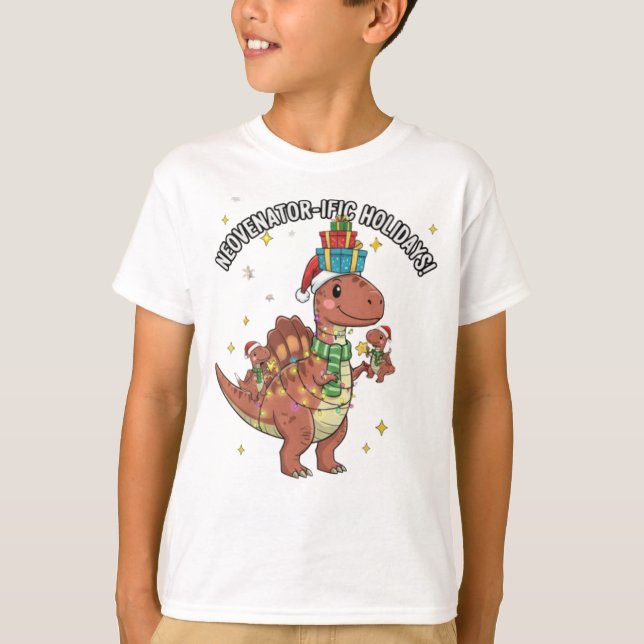 Camiseta Cute Christmas Neovenator Family – Festive Dino Ho (Anverso)