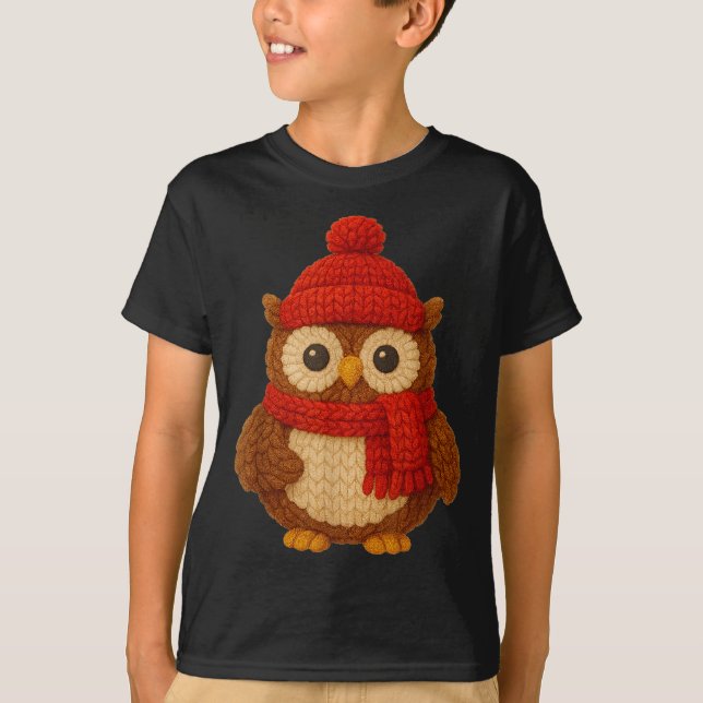 Camiseta Cute Christmas Owl Winter Snow  (Anverso)