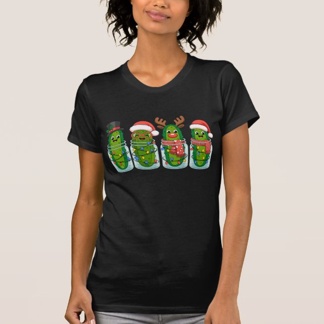 Camiseta Cute Christmas Pickle Holiday Funny Food Art (Anverso)
