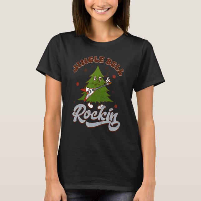 Camiseta Cute Christmas Pine Tree Playing Guitar  Christmas (Anverso)