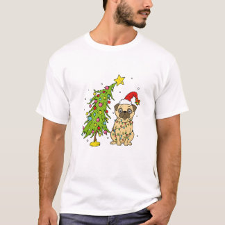 Camiseta Cute Christmas Pug Wrapped in Holiday Lights