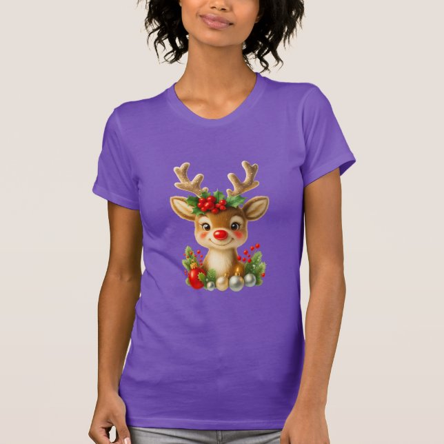 Camiseta Cute Christmas Reindeer 3D Illustration | Holiday  (Anverso)