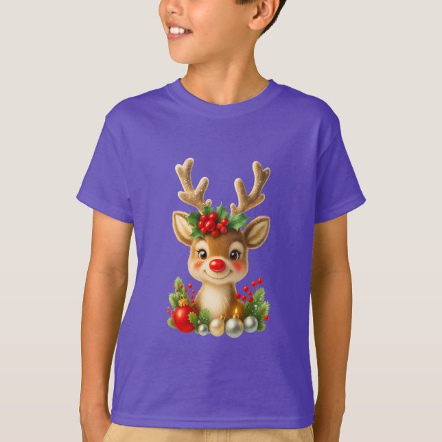 Camiseta Cute Christmas Reindeer 3D Illustration | Holiday  (Anverso)