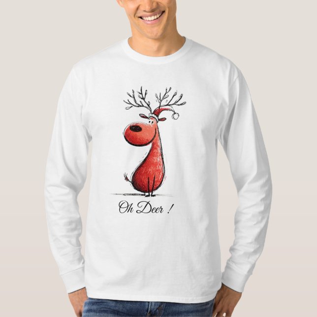 Camiseta Cute Christmas Reindeer Cartoon – Funny Holiday  (Anverso)