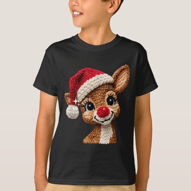 Camiseta Cute Christmas Reindeer Crocheting Funny Gift Men, (Anverso)