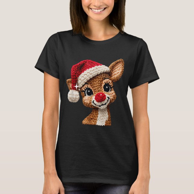 Camiseta Cute Christmas Reindeer Crocheting Funny Gift Men, (Anverso)