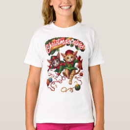 Camiseta Cute Christmas Santa Elf Cats–Perfect Holiday Gift