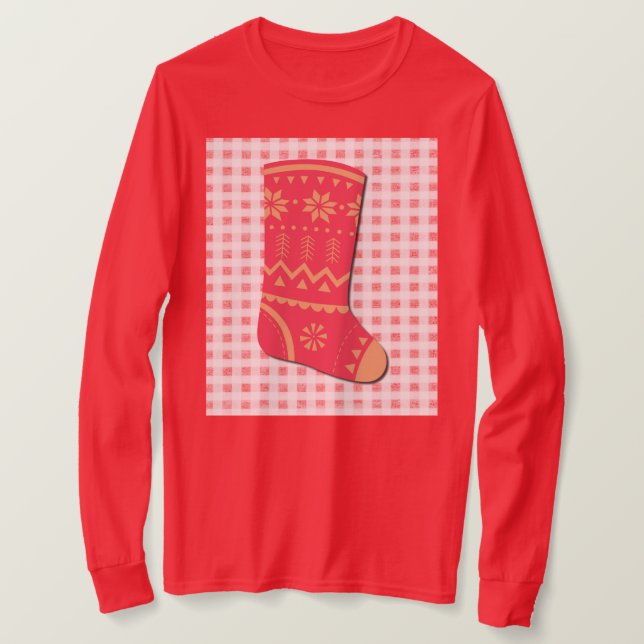 Camiseta Cute Christmas Stocking Holiday Art on T-Shirt (Anverso del diseño)