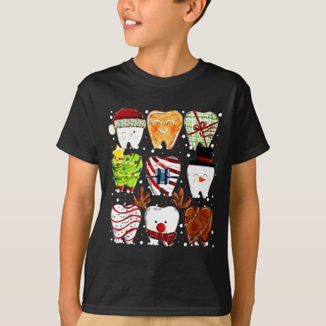 Camiseta Cute Christmas Teeth Funny Christmas Dentist Denta (Anverso)