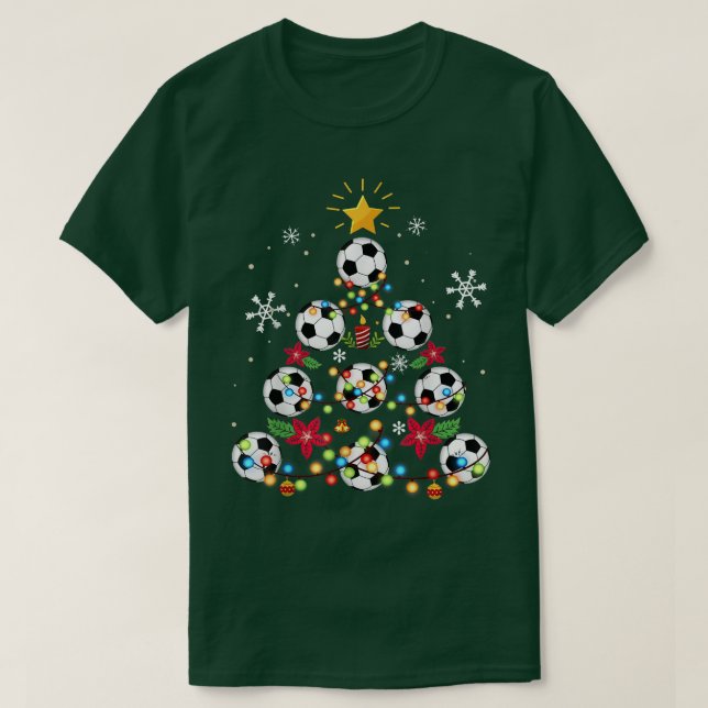 Camiseta Cute Christmas Tree Soccer Ball Santa Hat Family X (Diseño del anverso)