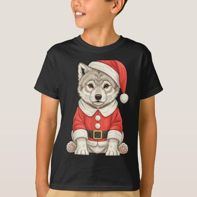 Camiseta Cute Christmas Wolf Santa  (Anverso)