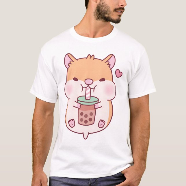 Camiseta Cute Chubby Hamster Ama Boba Tea (Anverso)