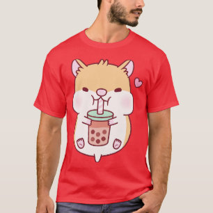 Camiseta Cute Chubby Hamster ama el té de la burbuja
