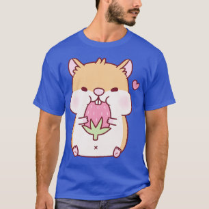 Camiseta Cute Chubby Hamster Munting On Strawberry