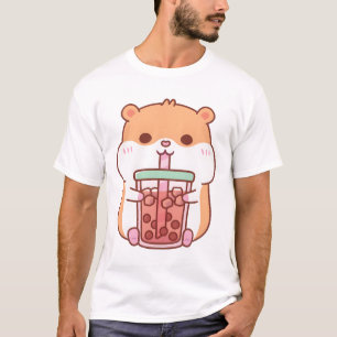 Camiseta Cute Chubby Hamster Té de burbuja