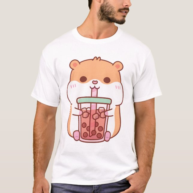 Camiseta Cute Chubby Hamster Té de burbuja (Anverso)