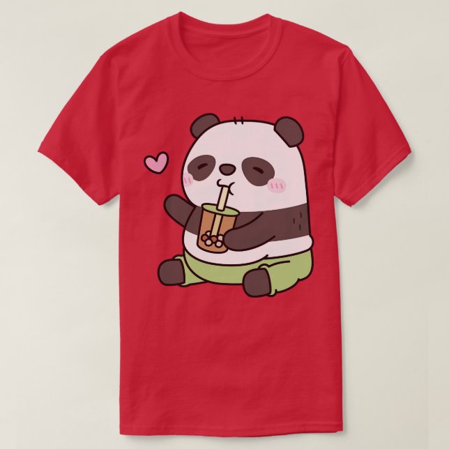 Camiseta Cute Chubby Panda Bear Ama El Té De Burbuja (Diseño del anverso)